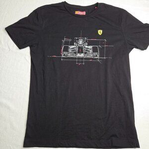 Scuderia Ferrari Official Kids Black XL T-Shirt Car Blueprint Crewneck Tee